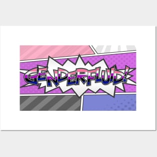 Halftone Gender Fluid Pride Typography with Flag Background Posters and Art